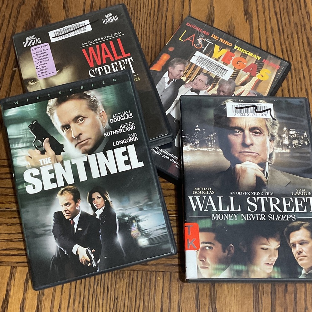 Wall Street, $ Never Sleeps, Last Vegas, The Sentinel: Michael Douglas, DeNiro